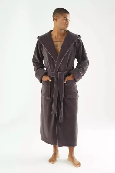 Махровый мужской халат 7230 коричневый Nusa Турция