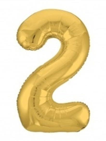 Шар с клапаном (16''/41 см) Мини-цифра 2 Золото