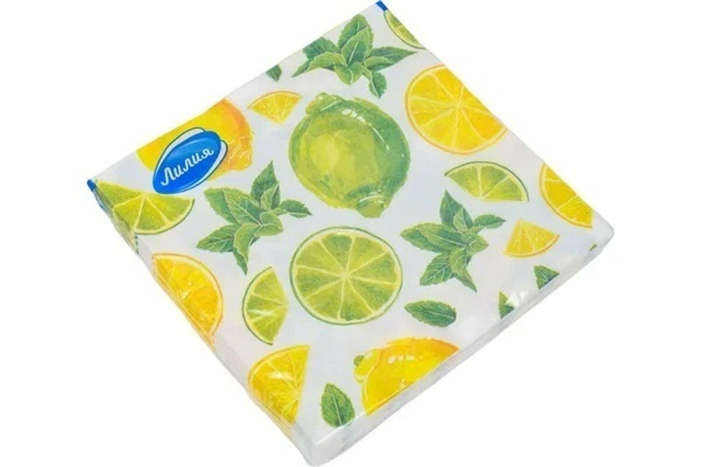 Салфетки бумажные 33*33 Лилия Мохито, 2сл 20л