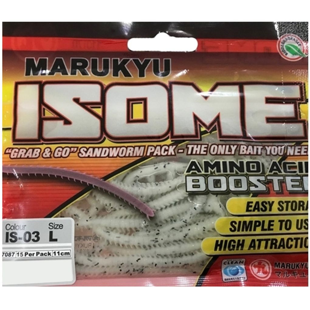Силиконовая приманка Marukyu Isome L IS06 #Glow pearl sandworm