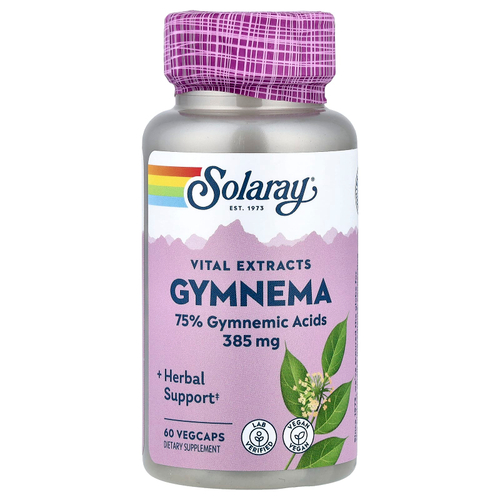 Solaray, Vital Extracts, джимнема, 385 мг, 60 растительных капсул