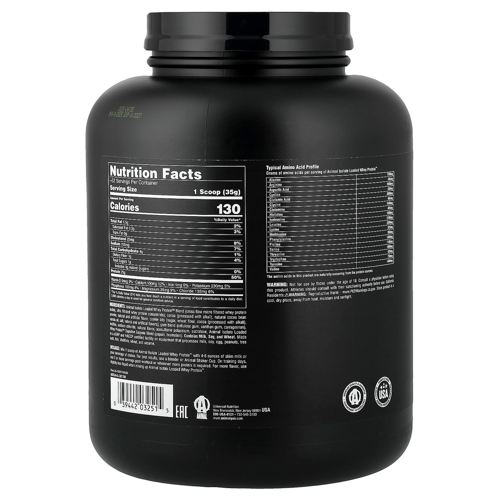 Animal, Isolate Loaded Whey Protein™, сывороточный протеин в порошке, брауни, 1,81 кг (4 фунта)