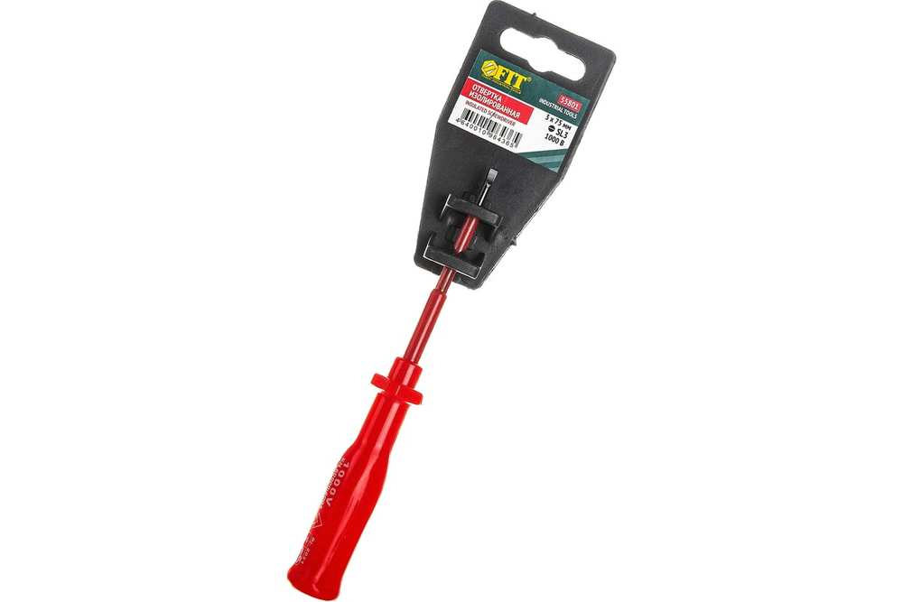 Отвертка изолированная 1000 В, CrV сталь, пластиковая ручка 3х75 мм SL FIT 55801