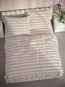 Наволочка комплект 2шт перкаль Сказка "Радужная полоска" 45х45 см на молнии