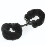 Черные кожаные наручники со съемной опушкой (Цвет: черный)