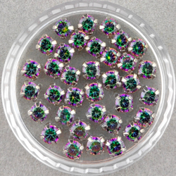 Фианиты шатоны в оправах, Crystal Rainbow/Platinum