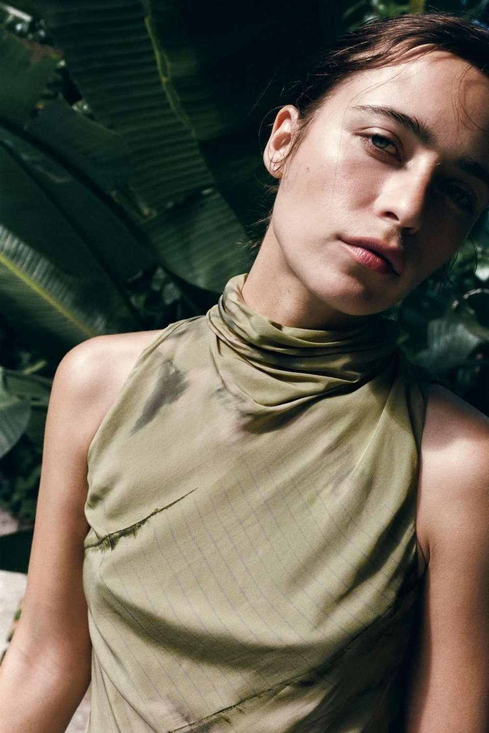 ZARA ПЛАТЬЕ МИДИ С ПРИНТОМ И ВОРОТНИКОМ-СТОЙКОЙ, РАЗНОЦВЕТНЫЙ