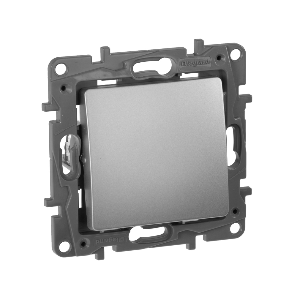 Выключатель кнопочный 1-клавишный с нормально-открытым/нормально-закрытым контактом 6А 250В алюминий ETIKA Legrand