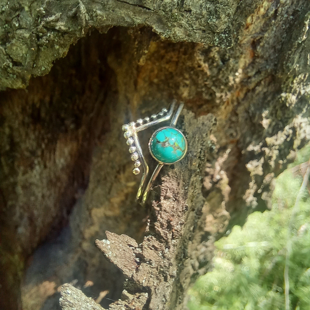 Кольцо КОРОНА АЖУР-5, серебро/бирюза