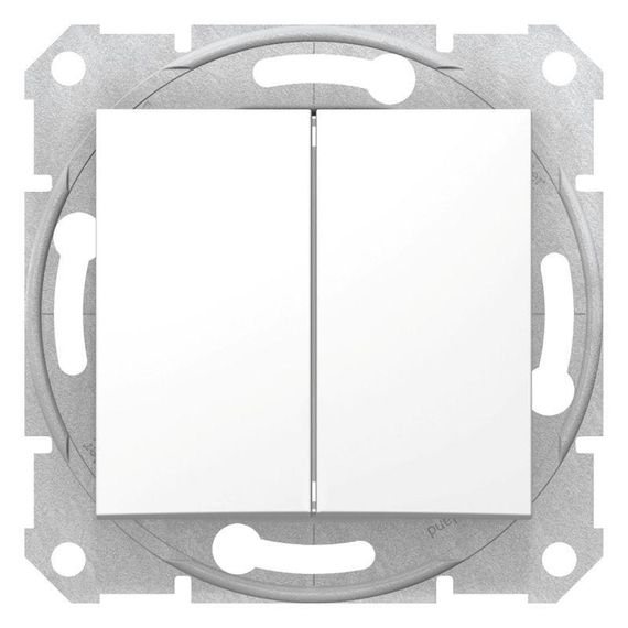 Переключатель двухклавишный проходной Schneider Electric Sedna 10A 250V белый SDN0600121