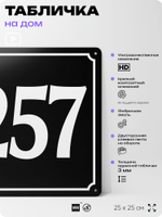 Адресная табличка с номером дома 257, на фасад и забор, черная, 25х25 см, Айдентика Технолоджи