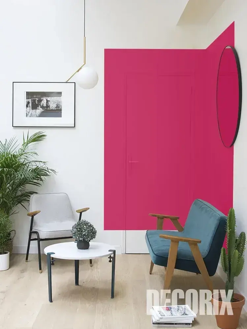 Краска аэрозольная малиновая флуоресцентная матовая DECORIX - эмаль акриловая в баллончике для любых поверхностей 520 мл