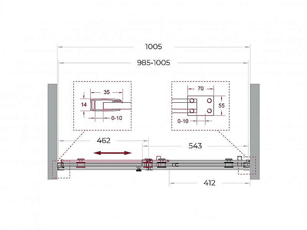 Душевая дверь BelBagno SOFT_CLOSE-2-BF-1-100-C-GM 100 стекло прозрачное/профиль оружейная сталь