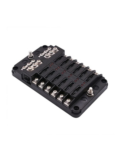 Держатель предохранителей 12 шт. с крышкой, индикация неисправности PBT