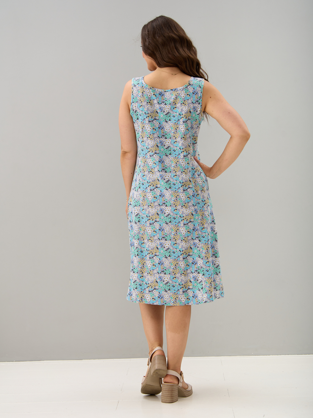 Платье П-012/серый-ромашкинезабудки