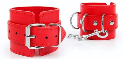 Красные наручники на регулируемых ремешках с цепочкой (Цвет: красный)
