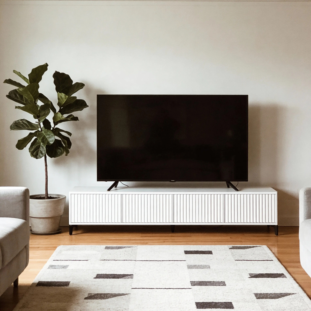 Тумба под телевизор на ножках ROYAL 5037 эко (Белый-Черный)