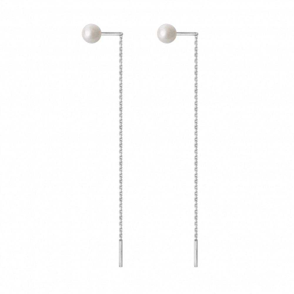 Серьги-протяжки Pearl+Chain White