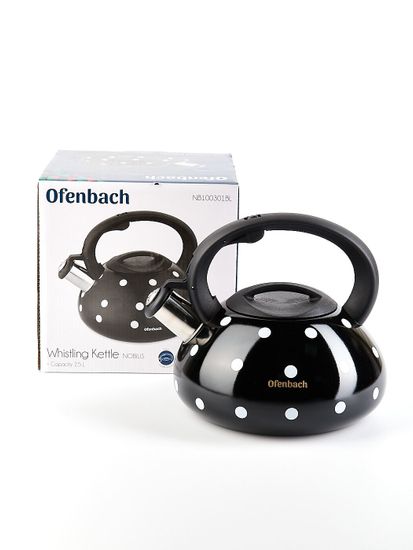 Чайник 2,5 л. из нержавеющей стали со свистком Ofenbach NB-100301 горошек