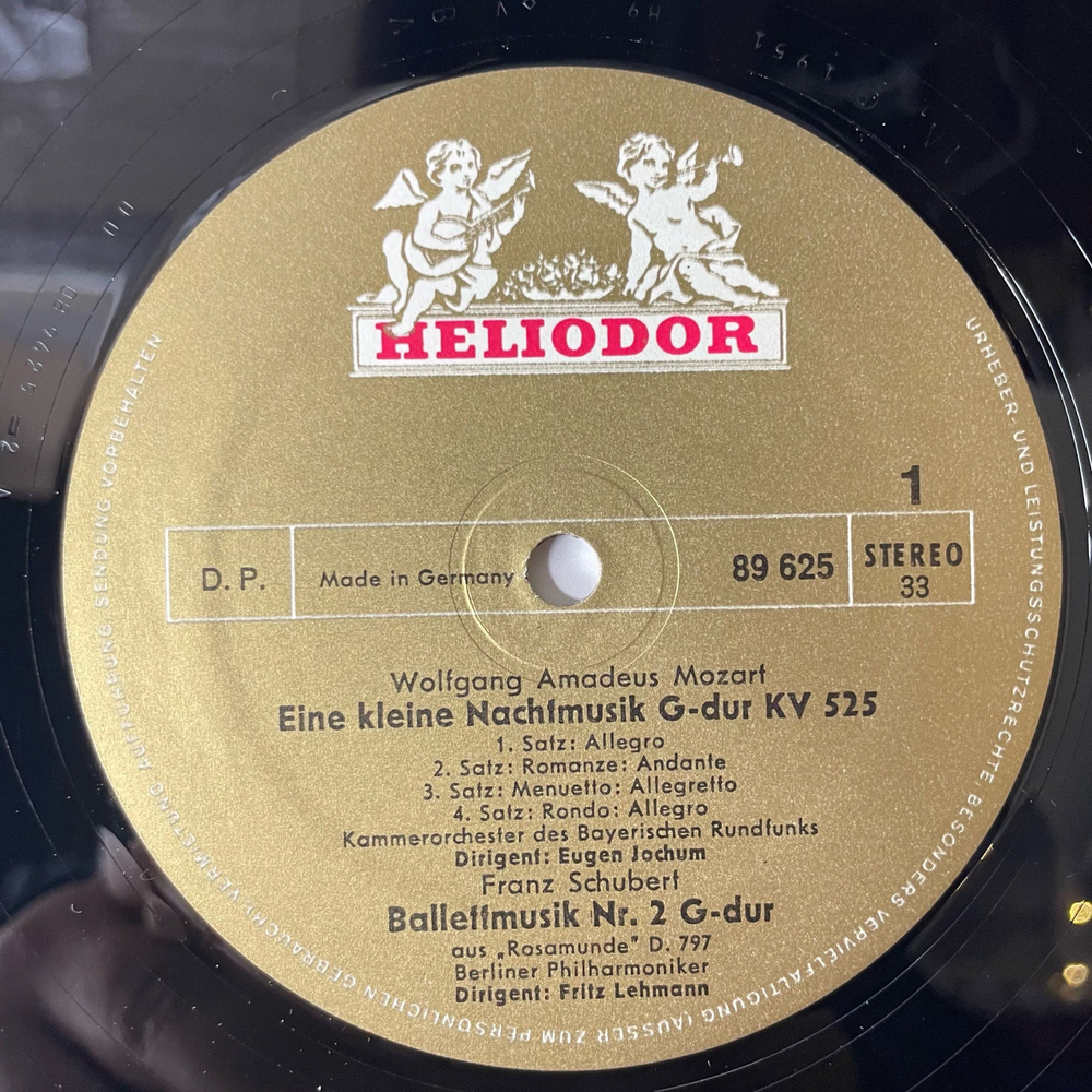 Винтажная виниловая пластинка LP Mozart Моцарт, Schubert Шуберт, Eine Kleine Nachtmusik, Balletmusik Nr. 2 Aus "Rosamunde", Symphonie Nr. 8 (Unvollendete) (Германия 1970)