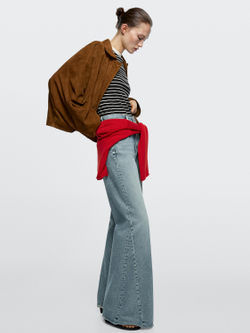 Massimo Dutti Джинсы с высокой талией и расклешенным кроем, светло-голубой