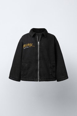 ZARA УТЕПЛЕННАЯ ДЖИНСОВАЯ КУРТКА MICKEY MOUSE © DISNEY, ЧЕРНЫЙ