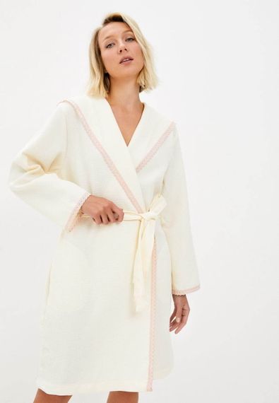 Селеста (крем) L Халат вафельный с капюшоном