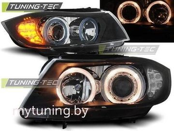 Передние фары Bmw 3 E90/E91 angel eyes led indicator black