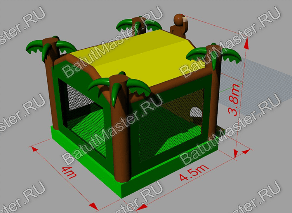 Коммерческий надувной батут "Джунгли" с крышей