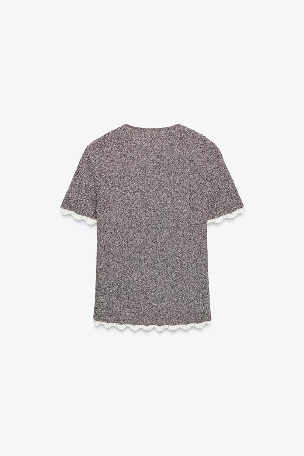 ZARA ФУТБОЛКА ИЗ ТРИКОТАЖА С КОМБИНИРОВАННЫМИ ВСТАВКАМИ, ТЕМНО-БАКЛАЖАНОВЫЙ