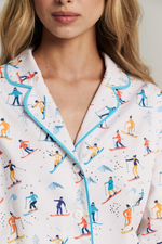 Костюм двойка из сатина с лыжниками - размер S-M