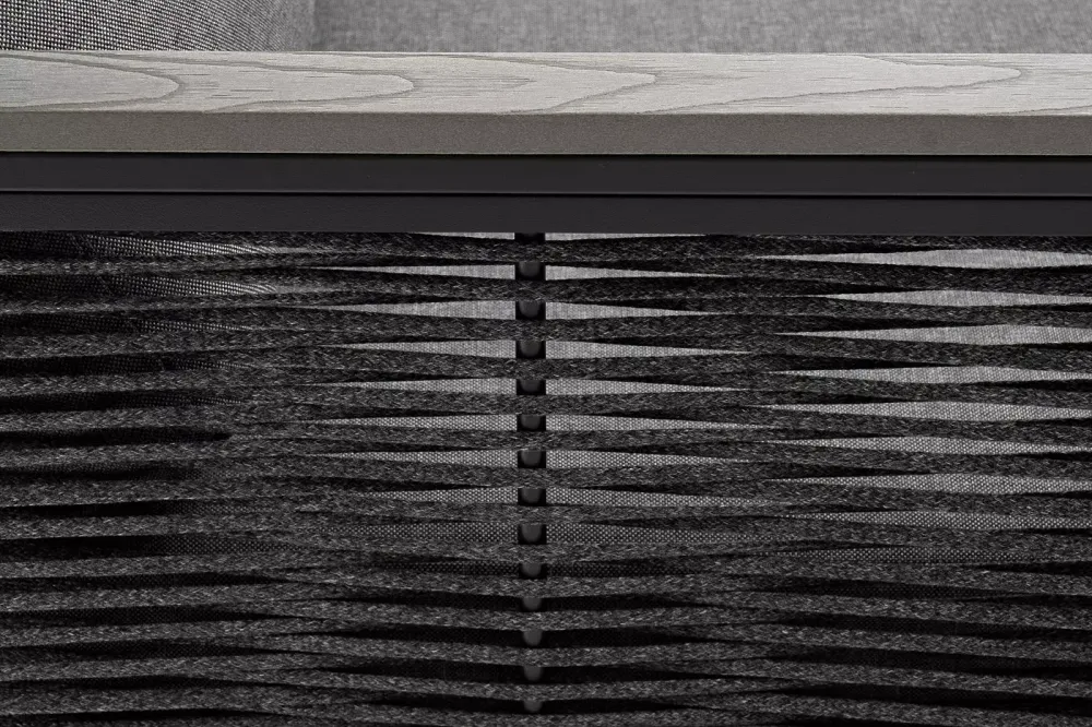 "Сан Ремо" диван 2-местный плетеный из роупа, каркас алюминий темно-серый, роуп серый, ткань серая