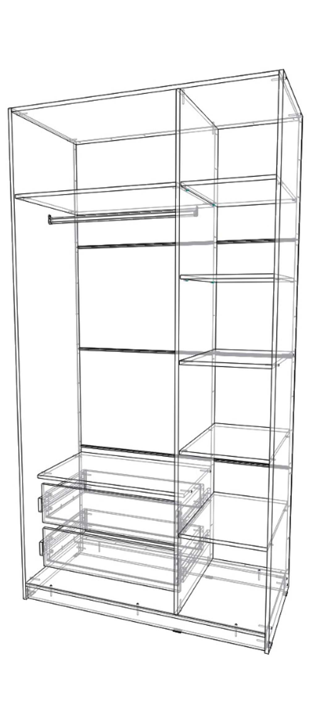 шкаф трёх створчатый 600×1200×2300 левый Вектор