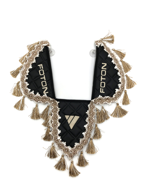 Вымпел тройной FOTON (экокожа, черный с бежевыми кисточками)