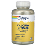 Solaray, цитрат кальция с витамином D3, 1000 мг, 180 капсул (250 мг в 1 капсуле)