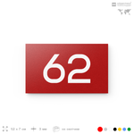 Табличка с номером 62 на дверь квартиры, для офиса, кабинета, аудитории, склада, красная 120х70 мм, Айдентика Технолоджи