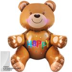 Шар 3D (22"/56 см) Фигура, Сидячий мишка, Коричневый