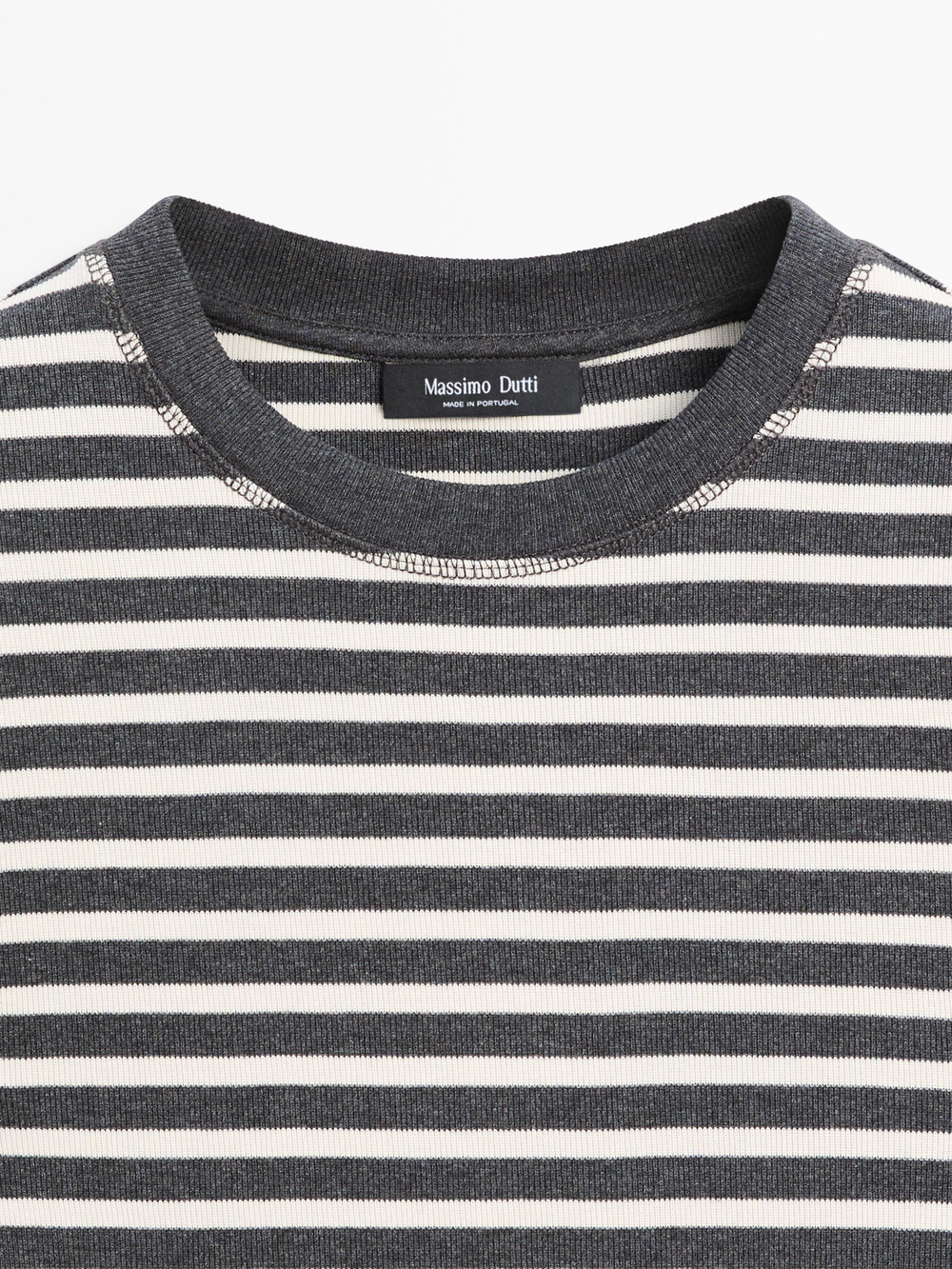 Massimo Dutti Хлопковая футболка в полоску, серый