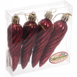 Ёлочные игрушки «Сосулька спиралька» 8,5см (набор 4шт), темный рубин
