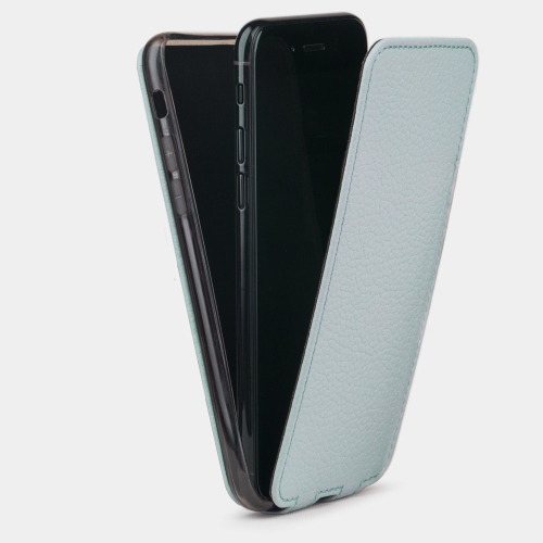 Чехол для iPhone X/XS из натуральной кожи теленка, голубого цвета