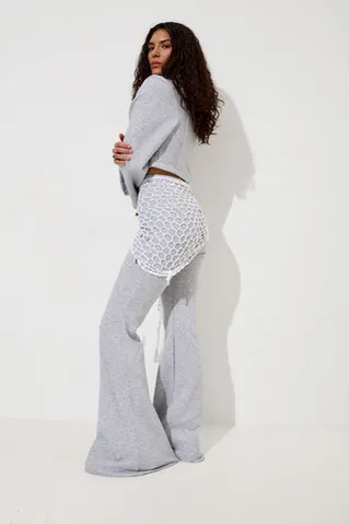 Джоггеры клеш цвета серый меланж