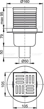 Сливной трап AlcaPlast APV6111 105 x 105/50