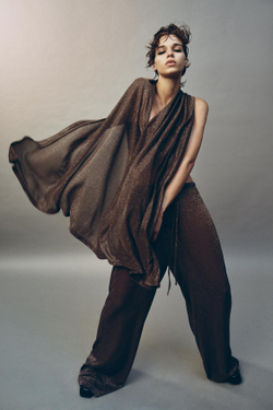 ZARA НАКИДКА АСИММЕТРИЧНОГО КРОЯ ИЗ МЕТАЛЛИЗИРОВАННОЙ НИТИ, БРОНЗОВЫЙ