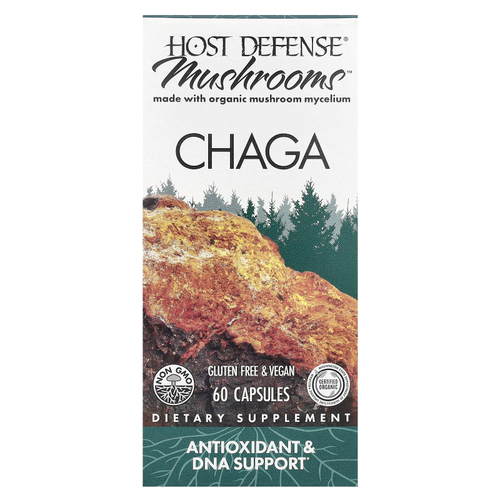 Host Defense, Mushrooms ™, чага, 60 капсул (0,5 г в 1 капсуле)