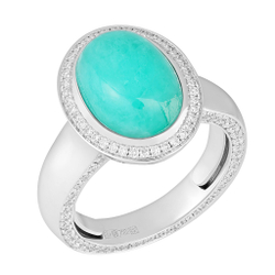 Кольцо С Турмалином Параиба и Бриллиантами, R0029-4/3