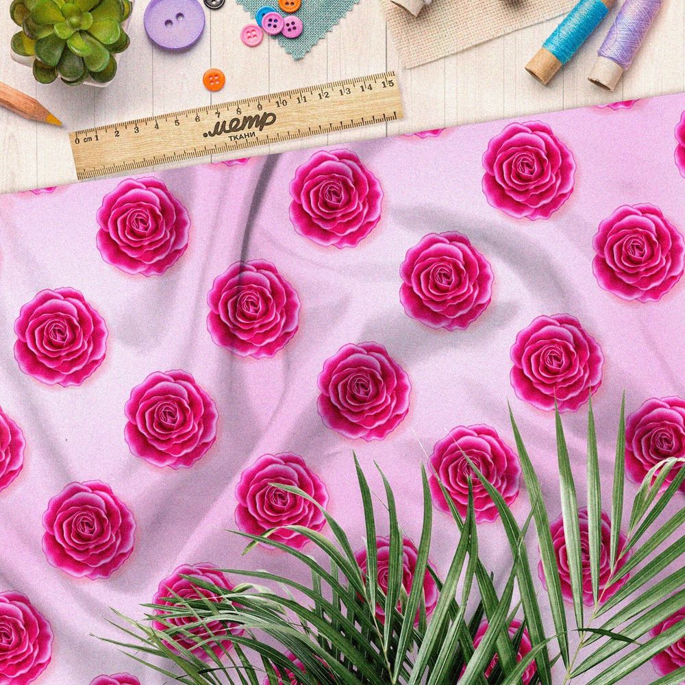 Ткань бифлекс розовые розы