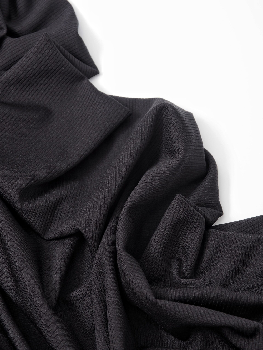 Ткань кашкорсе черный с лайкрой, ширина 165 см, 270 г/м2