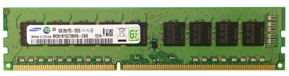 Модуль памяти SAMSUNG M391B1G73QH0-CK0 8GB (1X8GB) 1600MHZ PC3-12800E CL11 UNBUFFERED DUAL RANK X8 ECC 1.5V DDR3 SDRAM 240-PIN UDIMM