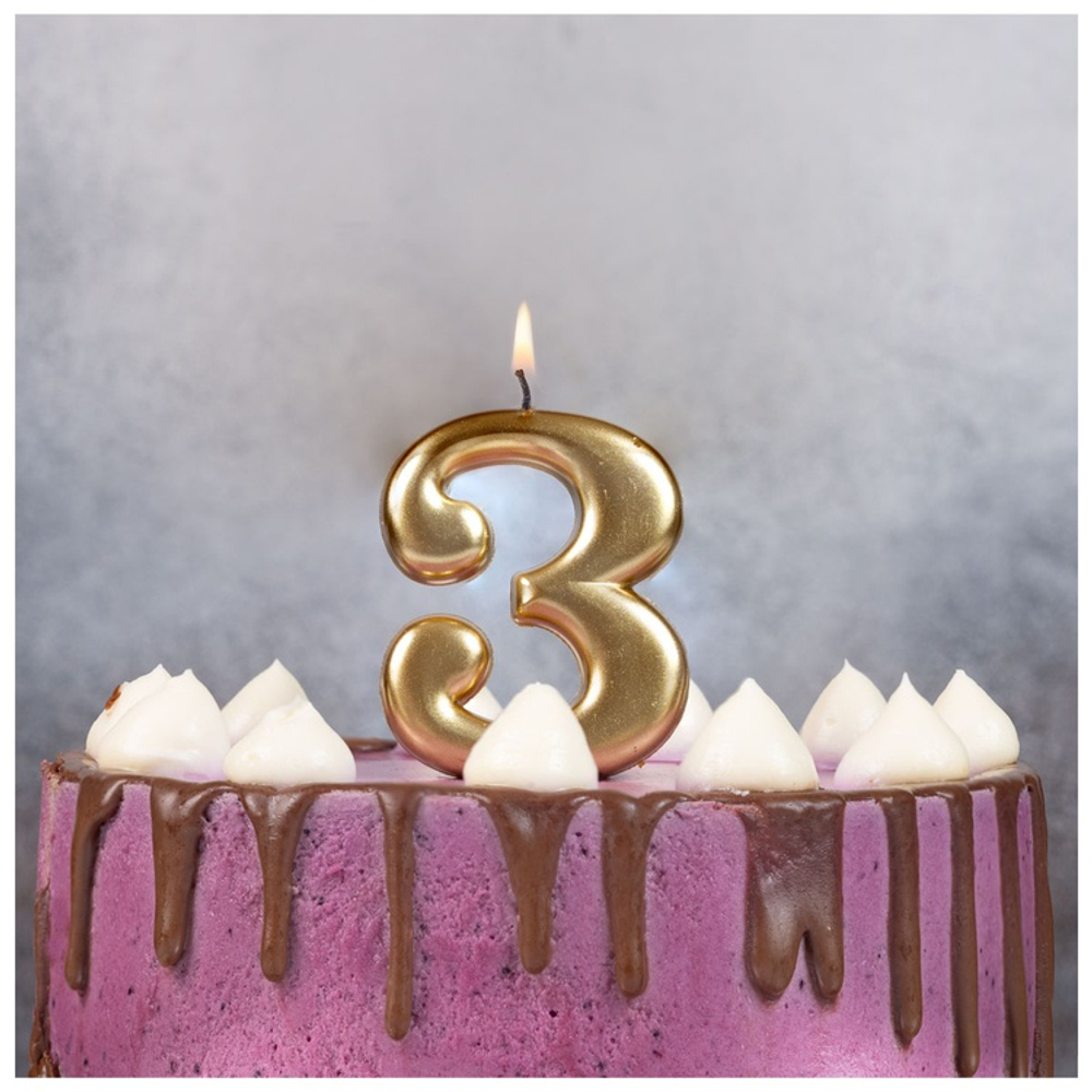 Свечи-цифры Золотые, 8 см