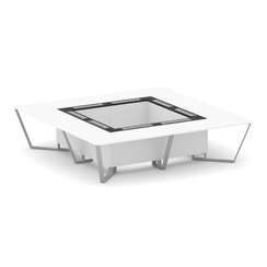 Steel Meet Стол переговорный квадратный KM-PR.B.SP-16K Белый Бриллиант/Графит Глянец/Металл Серый 32